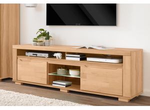 4068222663850 - Lowboard HOME AFFAIRE Denis Sideboards Gr B H T 160 cm x 52 cm x 40 cm Holzwerkstoff Kernbuchefarben (Korpus)  Massivholz Kernbuche (Front) beige (kernbuche teilmassiv) Lowboards Breite 160 cm