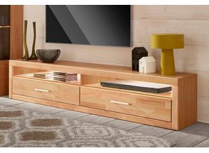 4068222665687 - Lowboard HOME AFFAIRE Ribe Sideboards Gr B H T 180 cm x 38 cm x 35 cm Holzwerkstoff Kernbuchefarben (Korpus)  Massivholz Kernbuche (Front) beige (kernbuche teilmassiv) Lowboards Breite 180 cm