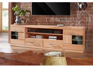 4068222665717 - Lowboard HOME AFFAIRE Ribe Sideboards Gr B H T 180 cm x 55 cm x 35 cm Holzwerkstoff Kernbuchefarben (Korpus)  Massivholz Kernbuche (Front) beige (kernbuche teilmassiv) Lowboards Breite 180 cm