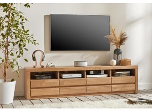 4068222666097 - Lowboard HOME AFFAIRE Silkeborg Sideboards Gr B H T 180 cm x 45 cm x 35 cm Holzwerkstoff eichefarben (Korpus)   Massivholz Eiche (Front) 4 braun (eiche teilmassiv) Lowboards schöne grifflose OptikBreite 180 cm