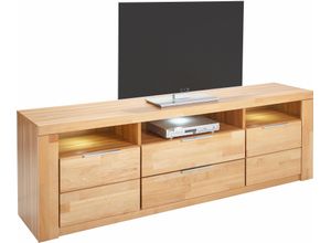 4068222666455 - Lowboard HOME AFFAIRE Zara Sideboards Gr B H T 180 cm x 575 cm x 40 cm Holzwerkstoff Kernbuchefarben (Korpus)  Massivholz Kernbuche (Front) beige (kernbuche teilmassiv) Lowboards Breite 180 cm