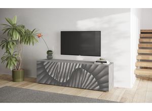 4068222693246 - Lowboard INOSIGN Snake Breite 181 cm modernes TV-Board mit 3 Türen TV-Möbel Sideboards Gr B H T 181 cm x 68 cm x 42 cm grau (beton mit siebdruck) TV-Kommode TV-Schrank Front besonderem Siebdruck