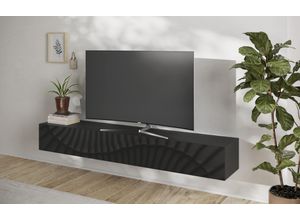 4068222693321 - Lowboard INOSIGN Snake Breite 210 cm modernes TV-Board hängend mit 1 Klappe Sideboards Gr B H T 210 cm x 28 cm x 30 cm schwarz (anthrazit mit siebdruck) TV-Möbel TV-Schrank Front Siebdruck