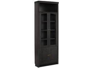 4068222693376 - Home affaire Bücherregal »Soeren Vitrine mit 2 Glastüren Breite Tiefe 80 220 cm« Kiefer massiv Tiefe 29 cm 2 Holz- und 2 Türen mit Klarglas- Einsatz