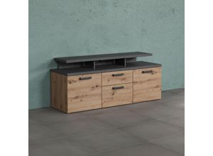 4068222698012 - TV-Schrank HOME AFFAIRE Ambres grau (eichefarben grau) B151cm H66cm T47cm FSC-zertifizierter Holzwerkstoff Kunststoff Schränke Lowboard inklusive Aufsatz in Eiche Grau - Mit Vollauszug-Funktion