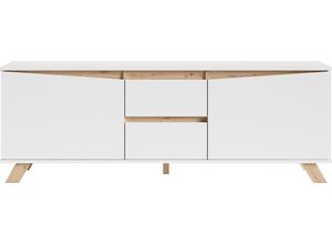 4068222705192 - Lowboard INOSIGN Valentin Sideboards Gr B H T 160 cm x 55 cm x 38 cm Weiß   Artisan Eiche 2 weiß Lowboards 160cm TV Board mit 2 Türen und Schubkästen in modernem Skandi Design