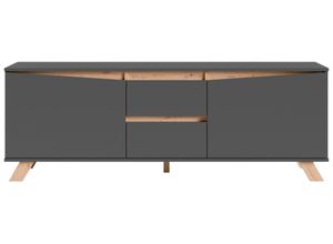 4068222705703 - Lowboard INOSIGN Valentin Sideboards Gr B H T 160 cm x 55 cm x 38 cm Anthrazit   Artisan Eiche 2 grau (anthrazit) Lowboards 160cm TV Board mit 2 Türen und Schubkästen in modernem Skandi Design