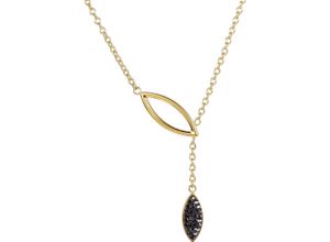 4068222712183 - Y-Kette FIRETTI Schmuck Geschenk Edelstahl Halsschmuck Halskette Oval Drop Halsketten Gr Edelstahl Länge 55 cm Breite 2 mm schwarz (gelbgoldfarbenschwarz) Damen Brautschmuck mit Zirkonia (synth)