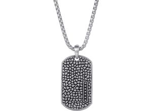 4068222712220 - Kette mit Anhänger FIRETTI Schmuck Geschenk Edelstahl Halsschmuck Halskette Dog Tag Reptil Halsketten Gr Edelstahl Länge 52 cm Breite 25 mm schwarz (edelstahlfarben schwarz) Damen Ketten mit Anhänger