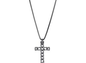 4068222713081 - Kette mit Anhänger FIRETTI Schmuck Geschenk Edelstahl Halsschmuck Halskette Cross Kreuz Halsketten Gr Edelstahl Länge 55 cm Breite 23 mm silberfarben (edelstahlfarben antikfarben) Damen Ketten mit Anhänger