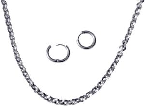 4068222713289 - Schmuckset FIRETTI Mulitpack Schmuck Geschenk Edelstahl Halskette Paar Creolen Schmuck-Sets silberfarben (edelstahlfarben) Damen