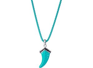 4068222713753 - Kette mit Anhänger FIRETTI Schmuck Geschenk Edelstahl Halsschmuck Halskette Teeth Zahn Halsketten Gr Edelstahl Länge 55 cm blau (türkis edelstahlfarbenschwarz) Damen Ketten mit Anhänger Zirkonia (synth)