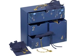 4068222732464 - Adventskalender ANISTON JEWELRY & WATCHES Schmuck Geschenk Weihnachten - Armbanduhr Halskette Armband Creolen goldfarben (blau) Damen Kristallsteine (synth)