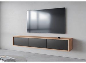 4068223036486 - Lowboard INOSIGN Frida Sideboards Gr B H T 180 cm x 32 cm x 36 cm eiche  anthrazit grau (eiche anthrazit) Hängend oder stehend montierbar