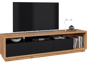 4068223036653 - Lowboard INOSIGN Celine Sideboards Gr B H T 200 cm x 50 cm x 45 cm wotan eiche-schwarz mat  schwarz mat 3 St schwarz (wotan eiche mat mat) 200 cm Breit