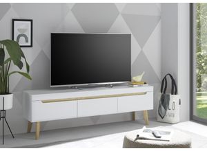 4068223313419 - Lowboard INOSIGN Torge TV-Unterschrank TV-Kommode Fernsehschrank TV-Board Sideboards Gr B H T 160 cm x 50 cm x 40 cm 3 St weiß abgeschrägte Füße drei Farben Scandi Design 160 cm breit