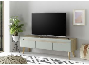 4068223313723 - Lowboard INOSIGN Torge TV-Unterschrank TV-Kommode Fernsehschrank TV-Board Sideboards Gr B H T 160 cm x 50 cm x 40 cm 3 St grün (pistazie) abgeschrägte Füße drei Farben Scandi Design 160 cm breit