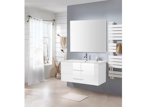4068223454488 - Badspiegel WELLTIME Florenz weiß B100cm H60cm T18cm MDF Spiegel in drei Breiten (60cm80cm100cm)