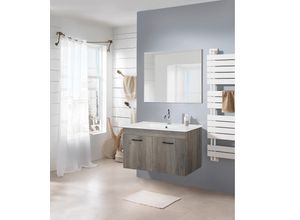 4068223458134 - Badspiegel WELLTIME Florenz grau B80cm H60cm T18cm MDF Spiegel in drei Breiten (60cm80cm100cm)