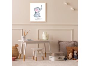 4068223534005 - Bild mit Rahmen LÜTTENHÜTT Elefant mit Spruch bunt (beige) B30cm H40cm T07cm Holz Plexiglas Bilder Premium Rahmenbild Motive in wunderschönen Pastelltönen