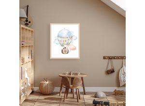 4068223534296 - Bild mit Rahmen LÜTTENHÜTT Koala mit Herz im Heißluftballon bunt (beige) B40cm H50cm T07cm Holz Plexiglas Bilder Premium Rahmenbild Motive in wunderschönen Pastelltönen