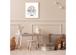 4068223534371 - Bild mit Rahmen LÜTTENHÜTT Elefant mit Flügeln bunt (beige) B50cm H70cm T07cm Holz Plexiglas Bilder Premium Rahmenbild Motive in wunderschönen Pastelltönen