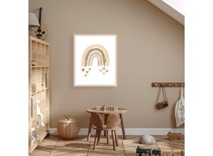 4068223534708 - Bild mit Rahmen LÜTTENHÜTT Bunter Regenbogen mit Herzen bunt (beige) B50cm H70cm T07cm Holz Plexiglas Bilder Premium Rahmenbild Motive in wunderschönen Pastelltönen