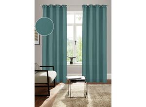 4068223569021 - Vorhang BRUNO BANANI Lagan Gr 1 grün (dunkelgrün) B140cm H145cm Polyester Polyester Gardinen 2-er Set gewebt Microfaser versch Größen einfarbig Bestseller