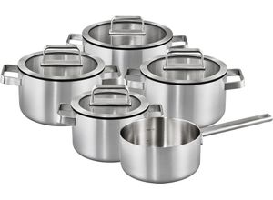 4068223885206 - Topf-Set HANSEATIC PREMIUM silber (silberfarben) Töpfe handfreundliche Griffe Literskala Glasdeckel Induktion 4068223885206 - Topf-Set HANSEATIC PREMIUM silber (silberfarben) Töpfe handfreundliche Griffe Literskala Glasdeckel Induktion