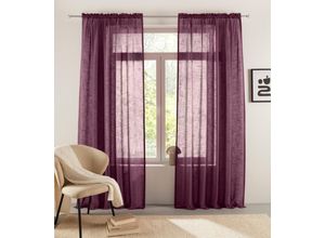 4068223937660 - Gardine Marusha Gr 2 mauve wine B140cm H175cm Polyester LEGER HOME BY LENA GERCKE Gardinen 1 Schal Leinenoptik gewebt verschiedene Größen