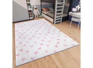 4068226003140 - Kinderteppich HANSE HOME Adventures Hearts Teppiche Gr B L 160 cm x 235 cm 7 mm 1 St rosa (cremerosa) Kinder Kinderzimmerteppiche