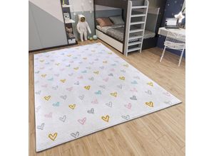 4068226003164 - Kinderteppich HANSE HOME Adventures Hearts Teppiche Gr B L 160 cm x 235 cm 7 mm 1 St bunt (multicreme) Kinder Kinderzimmerteppiche Spielteppich weich Kinderzimmer Kurzflor Spielunterlage Teppich