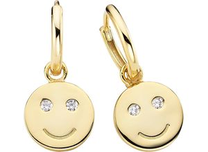 4068351011546 - Paar Creolen KANGAROOS Schmuck Geschenk Silber 925 Ohrschmuck Ohrringe Smiley K0053E 90 03 Gr Silber 925 (Sterlingsilber) goldfarben (gelbgoldfarben kristallweiß kristallweiß) Damen mit Zirkonia (synth) - Einhänger abnehmbar