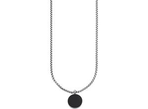 4068351012222 - Kette mit Anhänger Schmuck Geschenk Halsschmuck Halskette Edelstahlkette Anhänger Halsketten Gr Edelstahl Länge 50 cm Breite 27 mm schwarz (edelstahlfarben schwarz) Herren mit Farbstein-Imitat