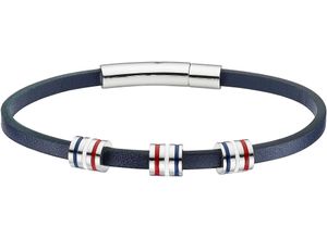 4068351013571 - Lederarmband Schmuck Geschenk Armschmuck Edelstahl blau rotweiß Armbänder Gr Edelstahl-Leder bunt (edelstahlfarben blau weiß rot) Damen