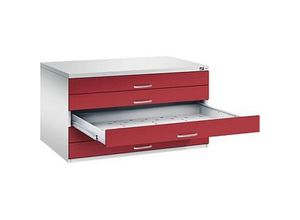 4068427396126 - CP 7200 Planschrank lichtgrau rubinrot 5 Schubladen 1350 x 960 x 760 cm