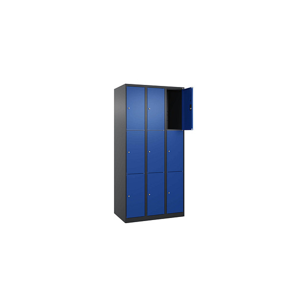 4068427433074 - Schließfachschrank Classic Plus enzianblau schwarzgrau 080000-303 S10031 9 Schließfächer 900 x 500 x 1850 cm 4068427433074 