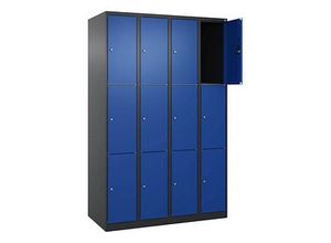 4068427433098 - Schließfachschrank Classic Plus enzianblau schwarzgrau 080000-403 S10033 12 Schließfächer 1200 x 500 x 1850 cm 406842743309