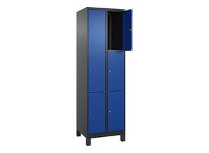 4068427433128 - Schließfachschrank Classic Plus enzianblau schwarzgrau 080010-203 S10034 6 Schließfächer 600 x 500 x 1950 cm 4068427433128 