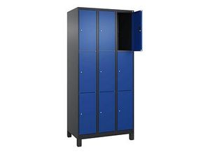 4068427433142 - Schließfachschrank Classic Plus enzianblau schwarzgrau 080010-303 S10033 9 Schließfächer 900 x 500 x 1950 cm 4068427433142 