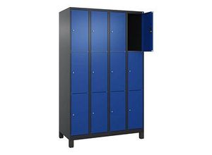 4068427433166 - Schließfachschrank Classic Plus enzianblau schwarzgrau 080010-403 S10032 12 Schließfächer 1200 x 500 x 1950 cm 406842743316