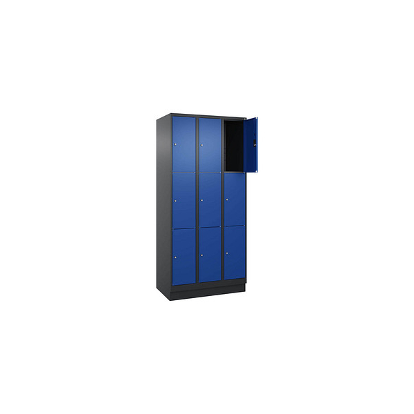 4068427433210 - Schließfachschrank Classic PLUS enzianblau schwarzgrau 080020-303 S10030 9 Schließfächer 900 x 500 x 1950 cm 4068427433210 