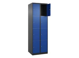 4068427433258 - Schließfachschrank Classic Plus enzianblau schwarzgrau 080000-204 S10034 8 Schließfächer 600 x 500 x 1850 cm 4068427433258 