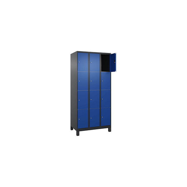 4068427433340 - Schließfachschrank Classic Plus enzianblau schwarzgrau 080010-304 S10038 12 Schließfächer 900 x 500 x 1950 cm 4068427433340