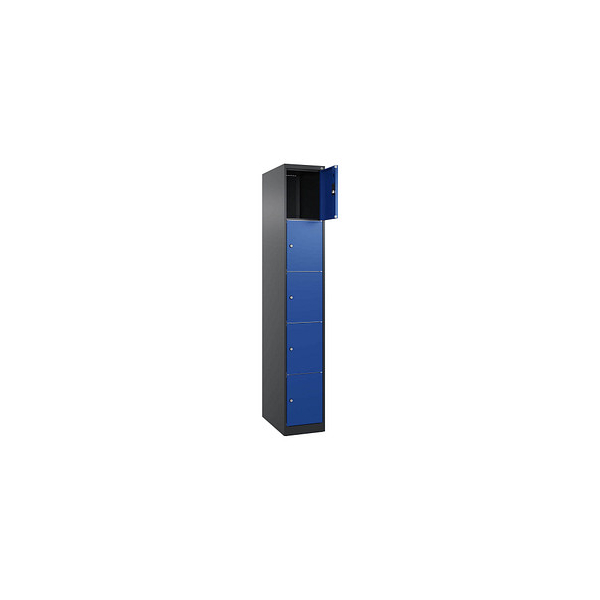 4068427433449 - Schließfachschrank Classic Plus enzianblau schwarzgrau 080000-105 S10028 5 Schließfächer 300 x 500 x 1850 cm 4068427433449 