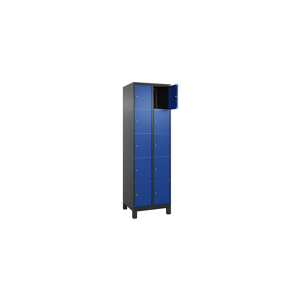 4068427433531 - Schließfachschrank Classic Plus enzianblau schwarzgrau 080010-205 S10041 10 Schließfächer 600 x 500 x 1950 cm 4068427433531