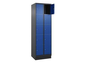4068427433609 - Schließfachschrank Classic PLUS enzianblau schwarzgrau 080020-205 S10036 10 Schließfächer 600 x 500 x 1950 cm 4068427433609