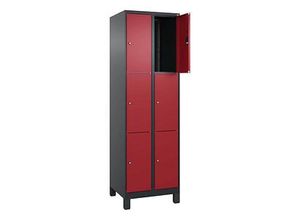 4068427434354 - Schließfachschrank Classic Plus rubinrot schwarzgrau 080010-203 S10035 6 Schließfächer 600 x 500 x 1950 cm 4068427434354 CP