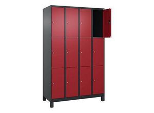 4068427434392 - Schließfachschrank Classic Plus rubinrot schwarzgrau 080010-403 S10033 12 Schließfächer 1200 x 500 x 1950 cm 4068427434392 