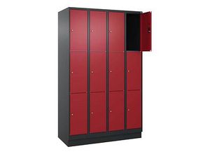 4068427434460 - Schließfachschrank Classic PLUS rubinrot schwarzgrau 080020-403 S10032 12 Schließfächer 1200 x 500 x 1950 cm 4068427434460 